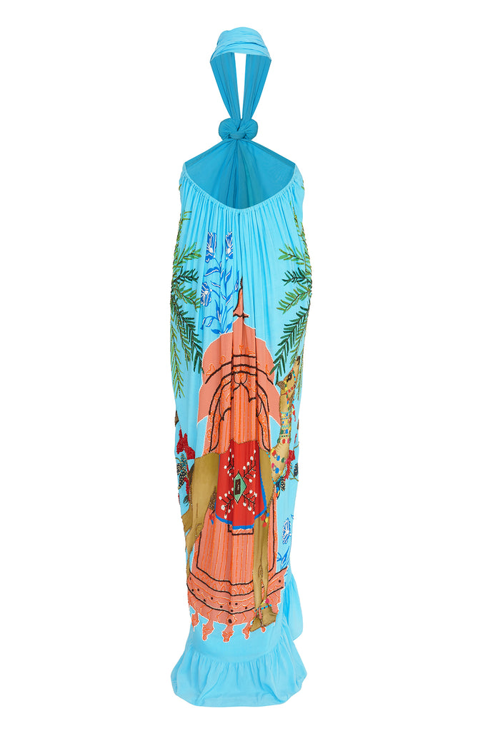 Aqua Parrot & Camel Gown