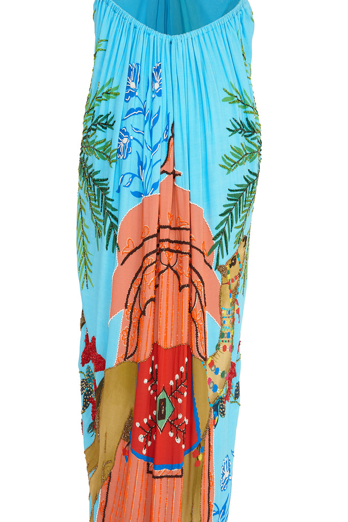 Hand Beaded Halter Maxi Gown