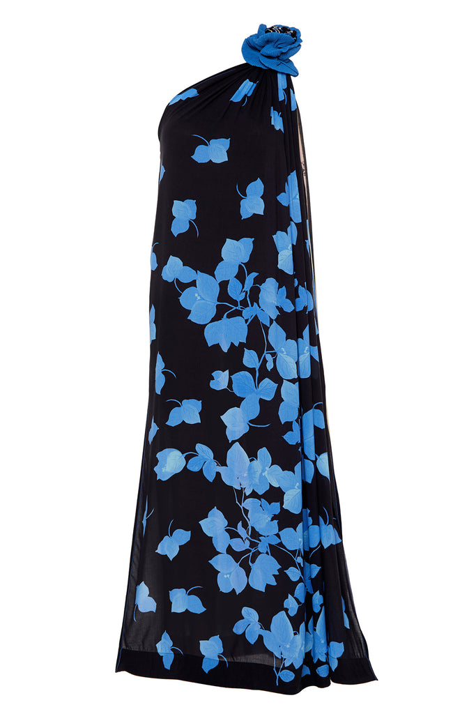 Black & Blue Bouquet Bougainvillea Toga Gown