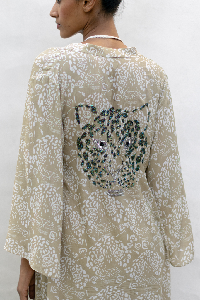 leopard print kimono
